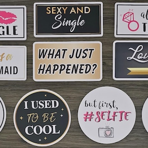 10 diseños de 5 piezas de accesorios de PVC para fotomatón de boda, letreros para fotomatón