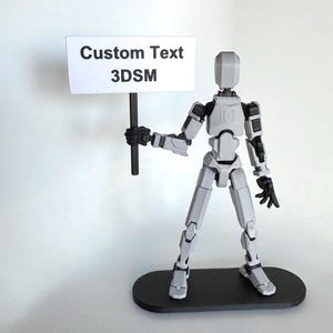 Custom Text Sign for Dummy 13 T13 Articulated Action Figure, Up to 24 Characters, 3D Printed, Toys, Perfect Gift for Adults/Kids