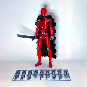 Figura de acción articulada impresa en 3D de 13 pulgadas de carbono, juguete de exhibición con pies y manos magnéticos, soporte de exhibición y opciones de tamaño (PETG y ASA/ABS).