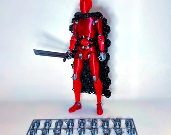 Figura de acción articulada impresa en 3D de 13 pulgadas de carbono, juguete de exhibición con pies y manos magnéticos, soporte de exhibición y opciones de tamaño (PETG y ASA/ABS).