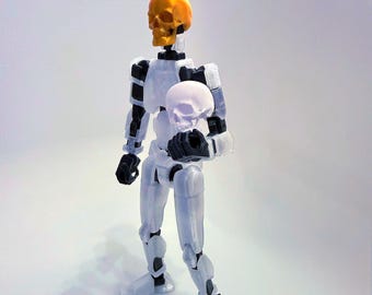 3D Gedruckter Schädelkopf x2 für Dummy 13, Carbon 13, & Ateles 13 Serie: 3D Gedruckte Modulare Actionfigur Köpfe - Farb- und Größenoptionen (PETG)