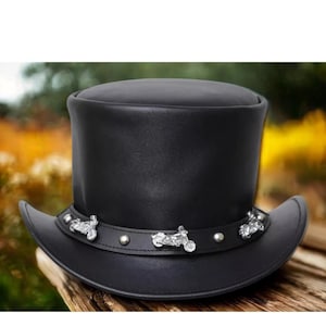 Black Leather Cowboy Hat: Handmade Western Style Rodeo Hat