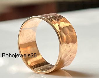 Anillo de cobre puro, anillo de cobre martillado, anillo de cobre macizo,