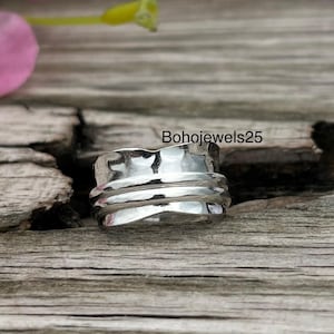 Boho 925 Sterling Silber Ring, Spinner Ring, handgemachter Ring, Angst Ring, Versprechen Ring, Meditation Ring, Fidget Ring, Sorgen Ring, Bandring