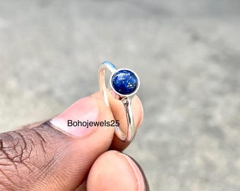 Lapis lazuli-ring, sterlingzilveren ring, edelsteenring, lapis lazuli-sieraden, handgemaakte ring, natuurlijke lapis lazuli, 925 zilveren ring, cadeau haar