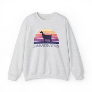 Lamancha Vibes Purple Crewneck Sweatshirt Goat Lover Womens Gift Show Goat Gift Vintage Sweatshirt Retro Pullover image 5