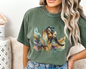 Gorgeous Nubian Comfort Colors Shirt Goat Lover Shirt Painted Mini Nubian Womens Gift 4H Livestock Show Animal Lover Watercolor Alcohol Inks