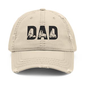 DAD Lawn Mower Hat - Funny Distressed Dad Cap with Push, Ride & Zero Turn Mowers