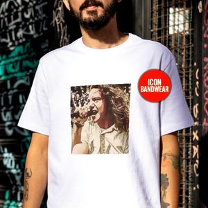 Cartoon Grunge Frontman T-Shirt - Limited Edition Retro Band Icon Tee, Part of 50-Music-Icon Series