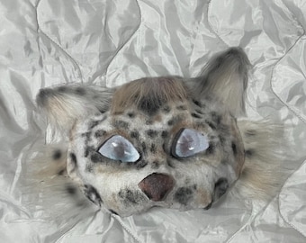 Snow Leopard Cat Mask: Furry, Therian, Cosplay Costume