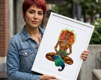 MOTHER EARTH Goddess Art Print, Inspirational Wall Decor, Bohemian Home Art