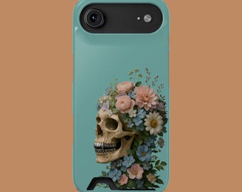 Floral Skull Card Holder Phone Case