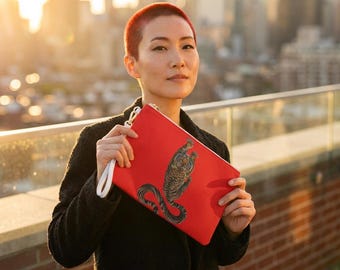 Red Vintage Tiger Clutch Bag