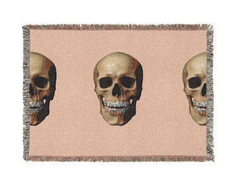 Skull Jewel Mouth Woven Blanket