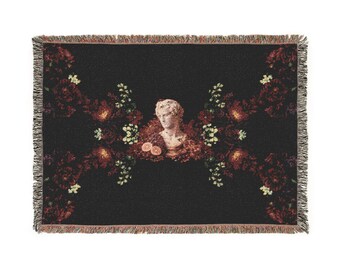 Vintage Floral Portrait Woven Blanket