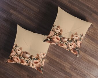 Nude Floral Floor Pillow