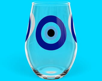 Eye See U Stemless Wine Glass