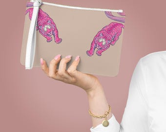 Pink Neon Tiger Clutch Bag