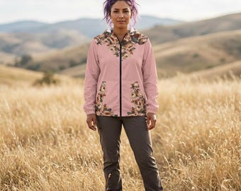 Vintage Blush Floral Windbreaker Jacket