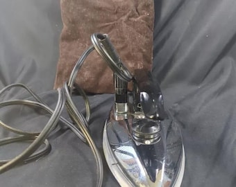 Vintage Travel 8" Flat Iron Carrying Bag Folding Stainless Franzus TL1 Works