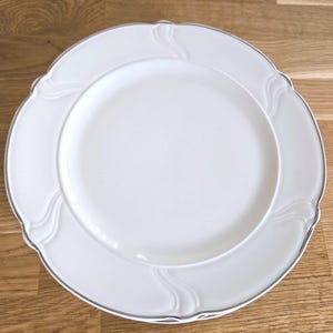 Vintage TS&T Dinner Plates Set of 8 - Cream with Silver Rim