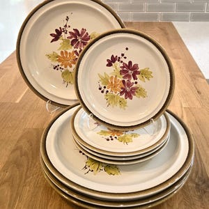 Vintage Stonecrest Andre Ponche "Plum Blossom" Set for 4 – Dinner & Bread Plates – Hand Painted Korea
