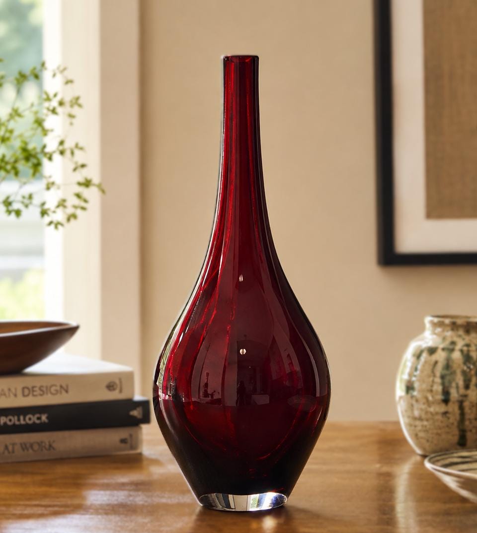 Swedish Red Glass Vase - Etsy