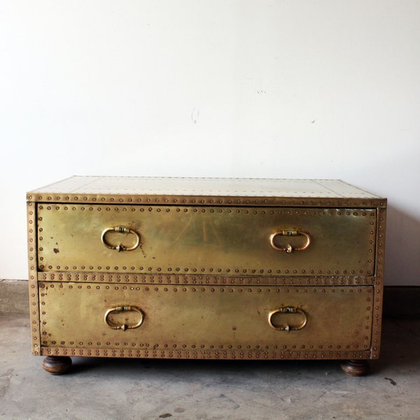 Sarreid Brass Chest Coffee Table