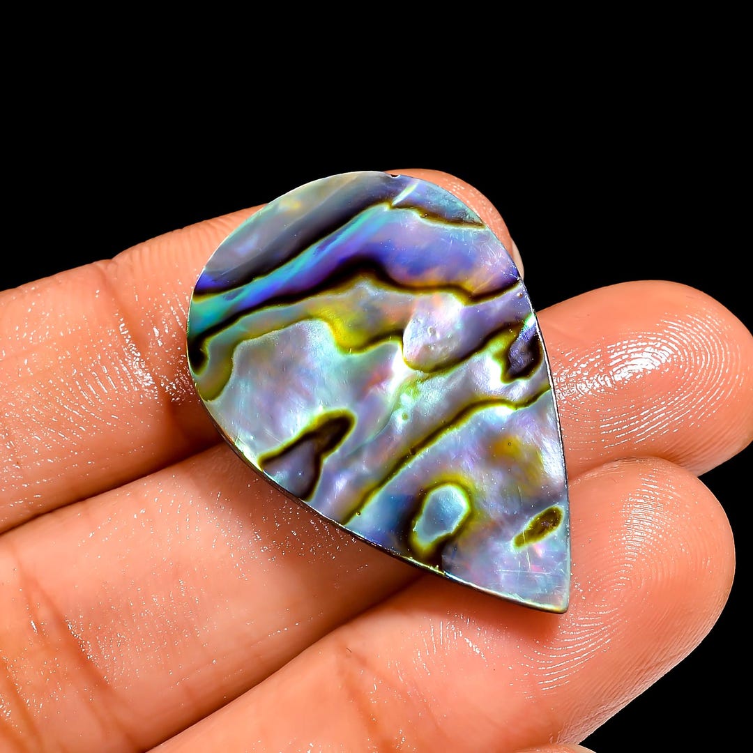 Pear Abalone Shell Cabochon, Iridescent Gemstone (32x20x4 Mm, 20 Ct ...