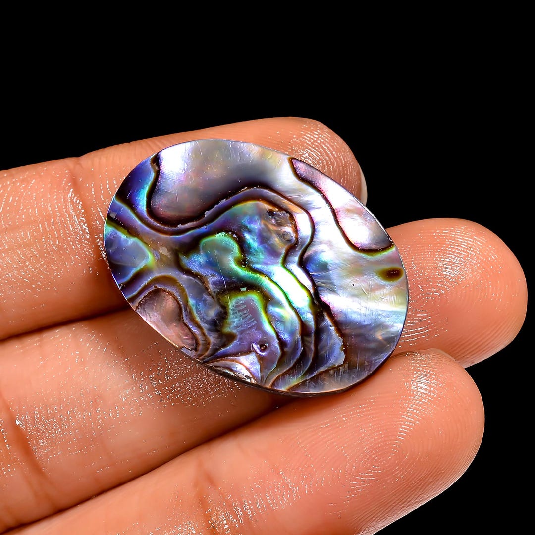 Oval Abalone Shell Cabochon, Iridescent Gemstone (28x20x4 Mm, 22 Ct ...