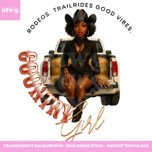 Black Country Girl Circle 4 PNG | Black Cowgirl Clipart | Cowgirl Digital Art Black Woman | Melanin Western PNG | African American Cowgirl