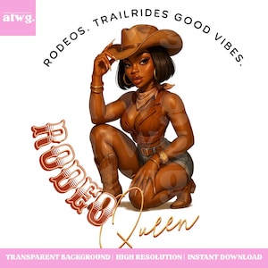 Rodeo Queen Circle 3 PNG | Black Cowgirl Clipart | Cowgirl Digital Art Black Woman | Melanin Western PNG | African American Cowgirl