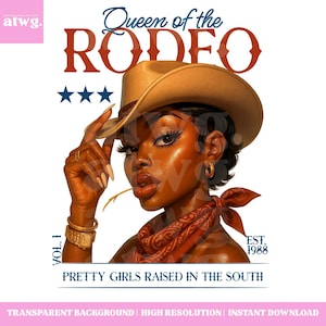 Rodeo Queen 1 PNG | Black Cowgirl Clipart | Cowgirl Digital Art Black Woman | Melanin Western PNG | African American Cowgirl Illustration