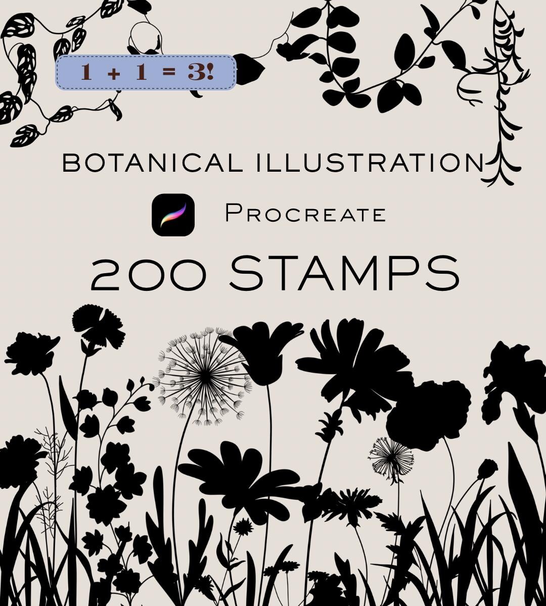 200 Flower Tattoo Procreate Stamps, Procreate Brush Set (digital ...