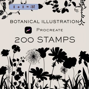 花柄タトゥー用Procreateスタンプ200種類、Procreateブラシセット（デジタルダウンロード）