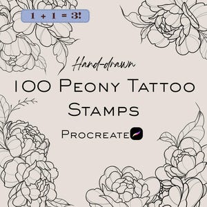 Blume Tattoo Stempel, Pfingstrose Procreate Pinselset (Digitaler Download)