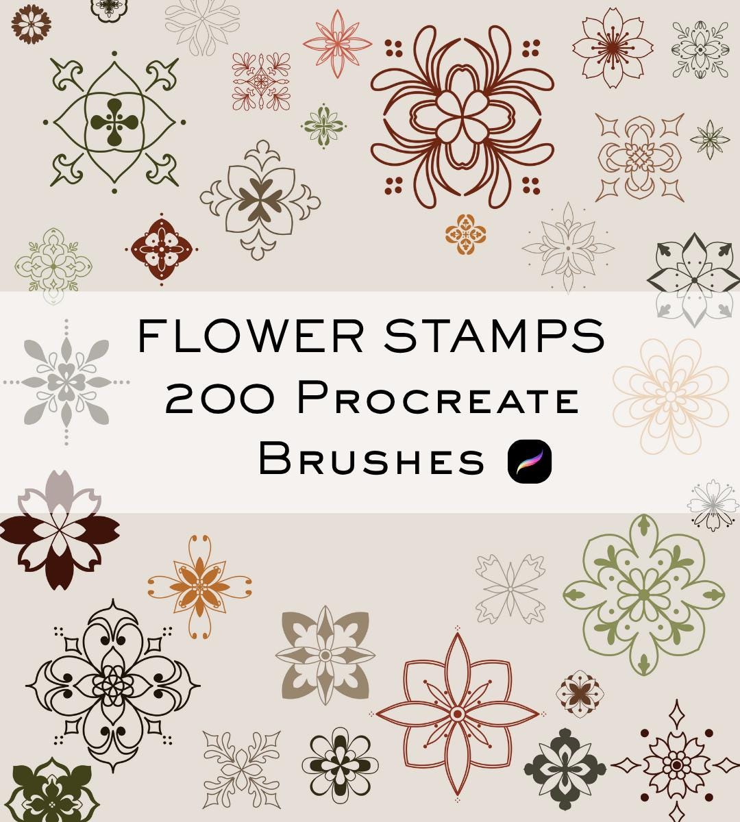 200 Floral Ornament Procreate Tattoo Stamps (digital Download) - Etsy