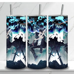 Shadow Anime Tumbler for Men – Dark Fantasy Character Stainless Steel Cup – Cool Manga Style Tumbler Gift