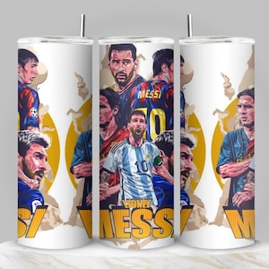 Soccer Legend Tumbler | Messi Inspired Gift for Football Fans | 20oz Stainless Steel Sports Tumbler with Straw | World Cup Hero Mug