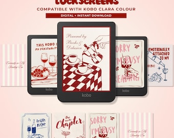 Romance Book Girl Kobo Screensavers Bundle | Kobo Clara Colour Lockscreens | Aesthetic Bookish Wallpapers | Digital Download