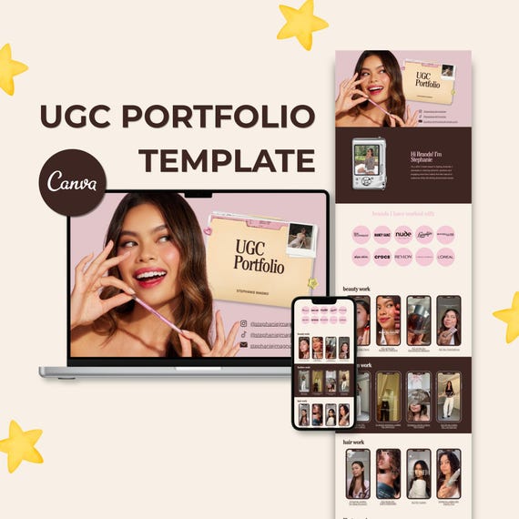 UGC Portfolio Template Canva | Editable UGC Website Portfolio | Creator Media Kit | Content Creator Portfolio | Digital Download