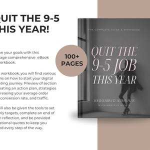 Quit The 9-5 This Year eBook MRR, PLR Guide & Workbook, Sell As Your Own, Digital Marketing, Master Resell Rights, Editable Canva Template