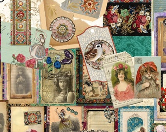 Bohemian Vintage Fortune Teller Junk Journal Pages & Ephemera - Printable Tags Papers Envelope Pockets