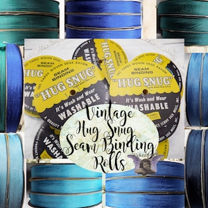 3 Rolls Vintage Hug Snug Seam Binding Ribbon Rolls - Blue Aqua Turquoise Green 100 Yard Rolls