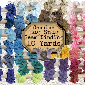 10 Yards Vintage Hug Snug Seam Binding Ribbon - Many Colors - Crinkled Scrunched Shabby Ribbon