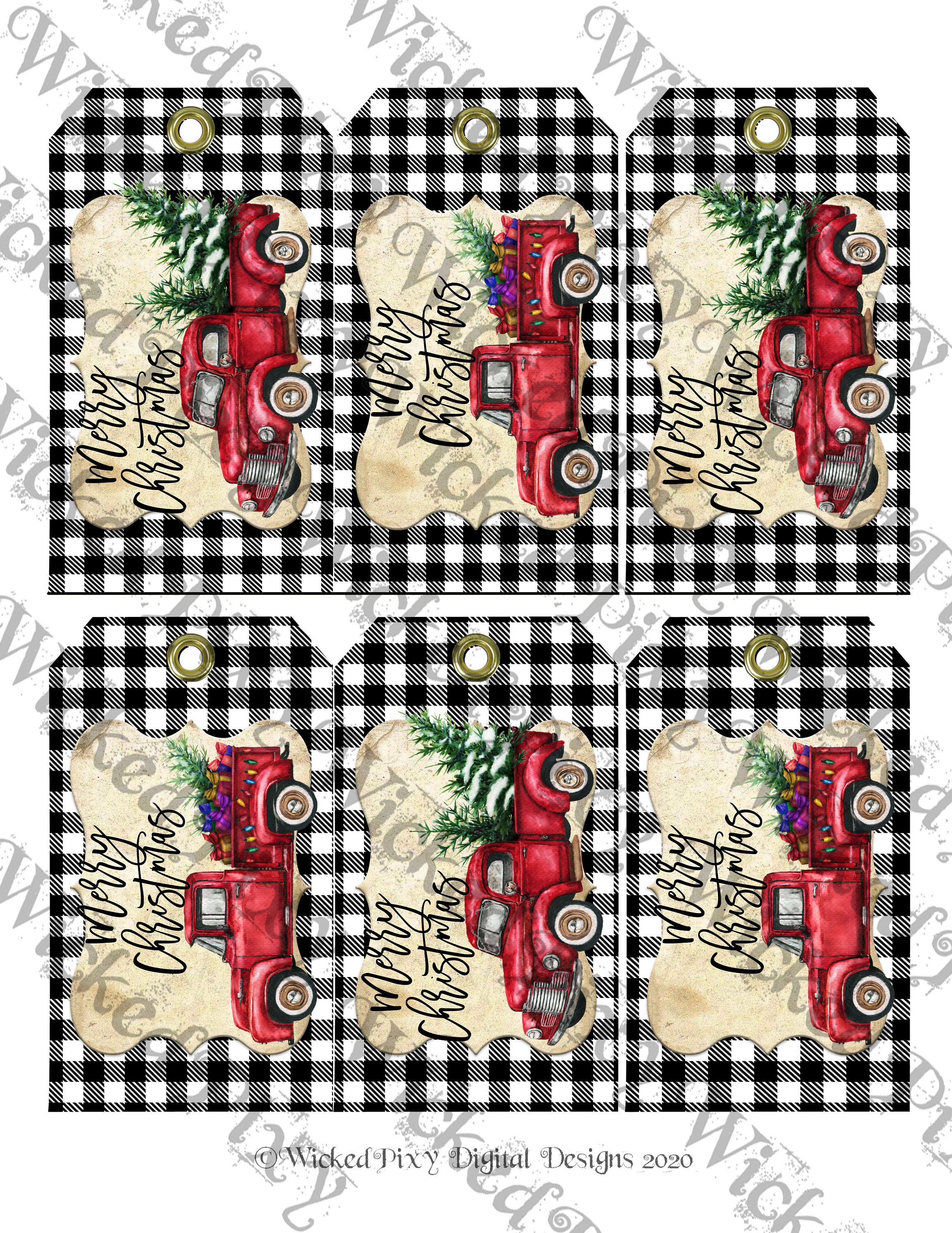 Printable Vintage Red Truck Christmas Tags Gift Hang Tags - Etsy UK