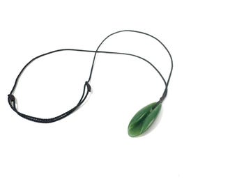Jade hand carved Folding leaf pendant necklace handmade from unique natural cassiar bc nephrite jade, jewelry gift for her or him