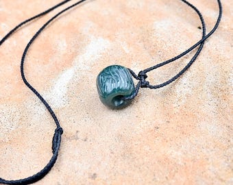 Hand carved jade pendant necklace handmade from unique natural Blue Green Guatemalan jadeite jade, jewelry gift for him or her