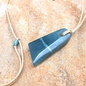 Hand carved jade pendant necklace handmade from unique natural Blue Guatemalan jadeite jade, jewelry gift for him or her