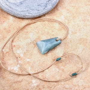 Hand carved jade pendant necklace handmade from unique natural Blue Guatemalan jadeite jade, jewelry gift for him or her
